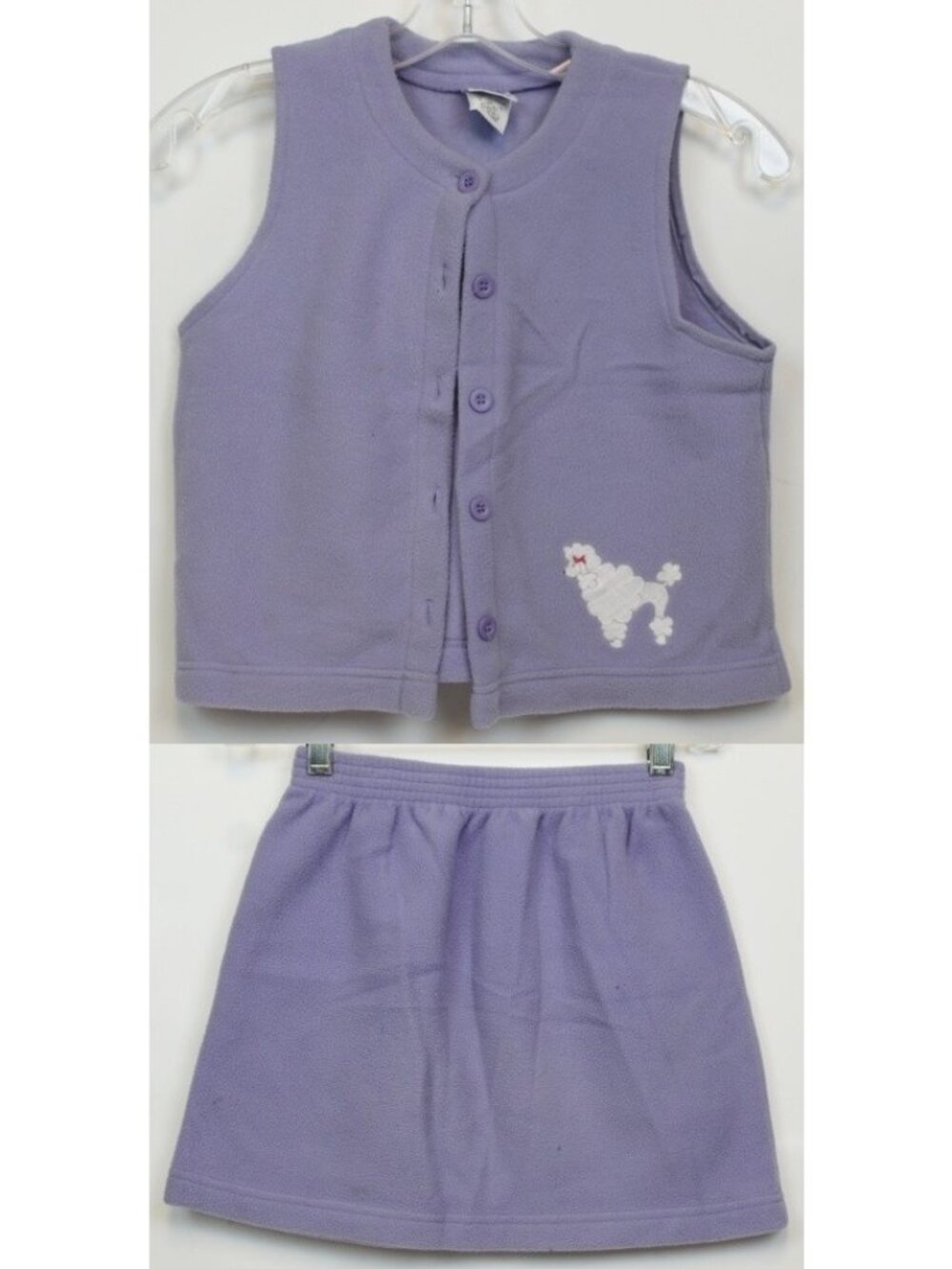 Kellys Kids Purple Fleece 2pc Outfit Vest Skirt sz Med 7/8 Poodle Winter Soft